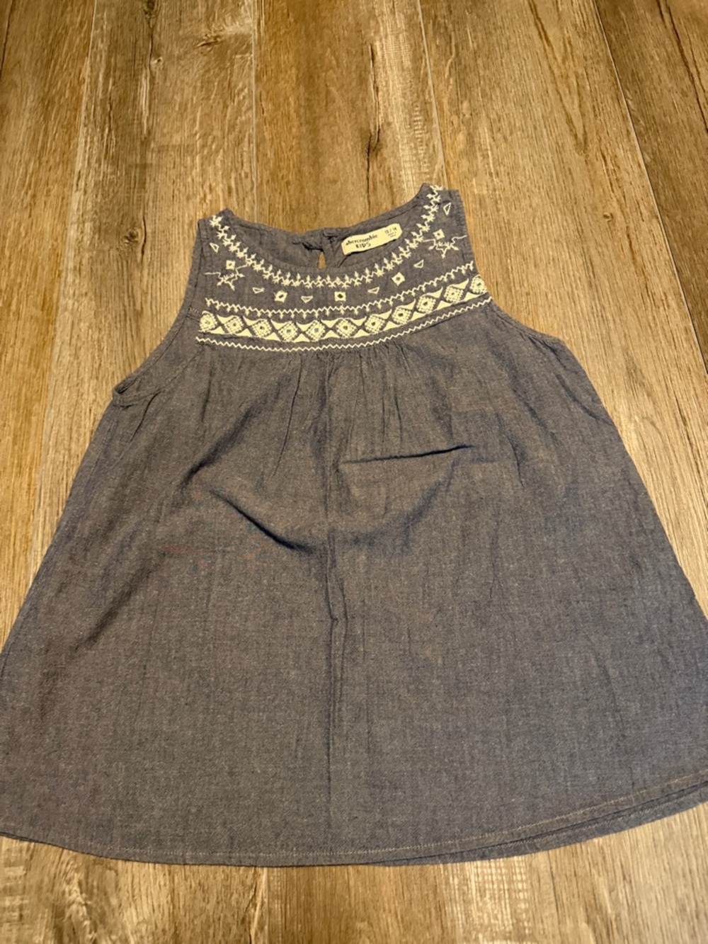 abercrombie kids Blue Chambray Shirt with Cream Embroidery
